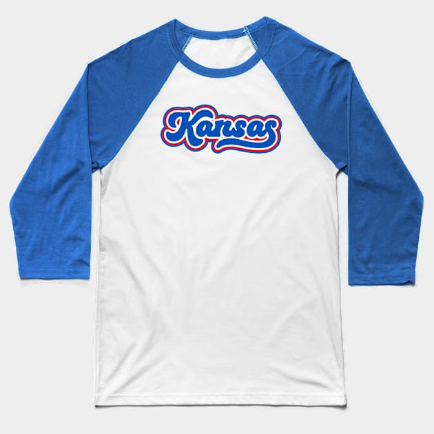 Retro Kansas Script Baseball T-Shirt by SLAG_Creative